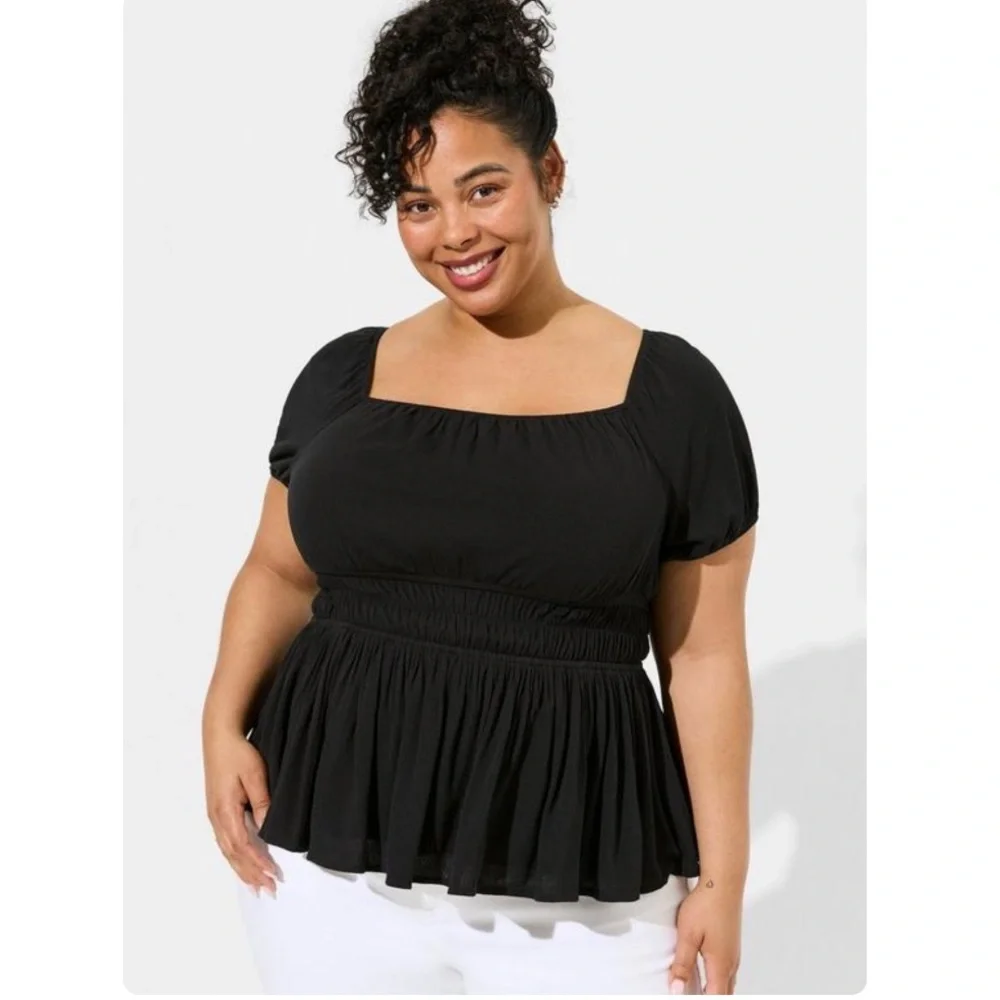 TORRID NWT Washable Crinkle Gauze Cris Cross Back Top - Picture 1 of 5